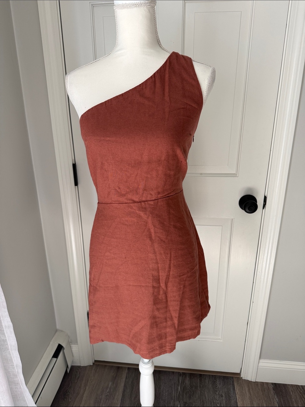 Abercrombie & Fitch One-Shoulder Rust Mini Dress